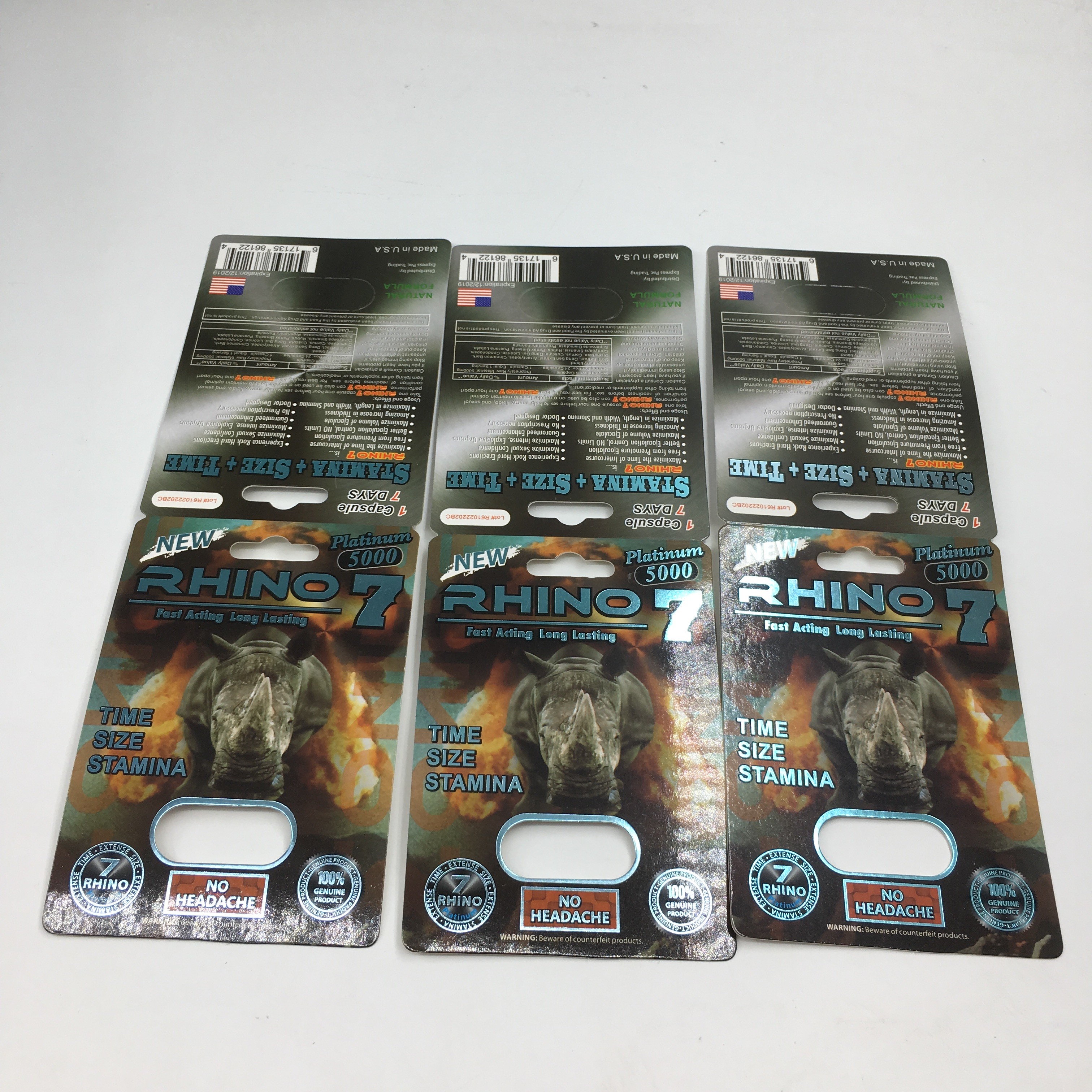 جعبه نمایش قرص های جنسی جنسی مردانه کاغذ کپسول Rhino 7 5000 بسته بندی