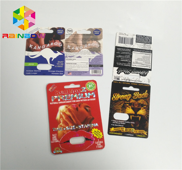 اسلاید تاول درج کارت قرص تقویت کننده مردان بسته بندی پایان 3D سطح