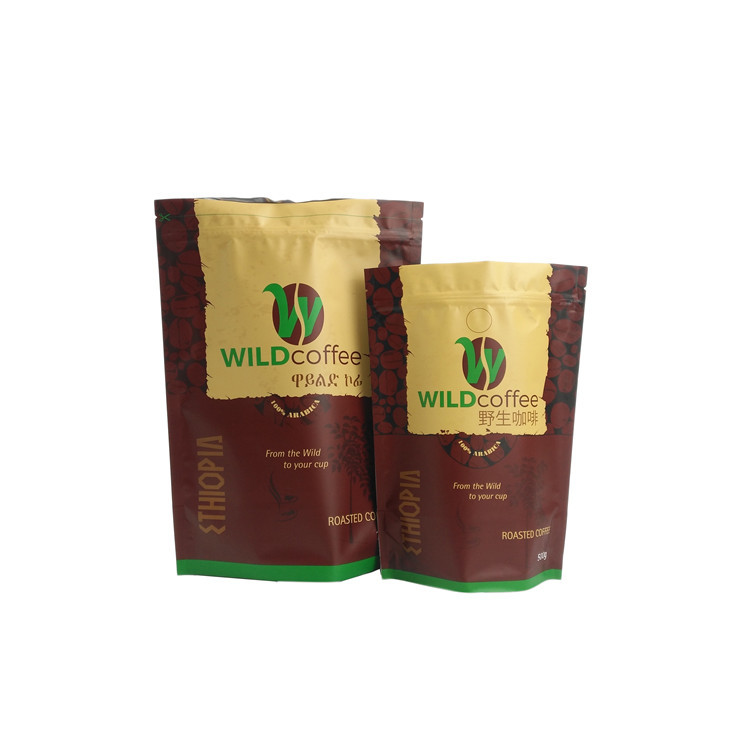 کیسه های چای قهوه ای مات مات سفارشی ، فویل آلومینیومی ایستاده کیسه با زیپ