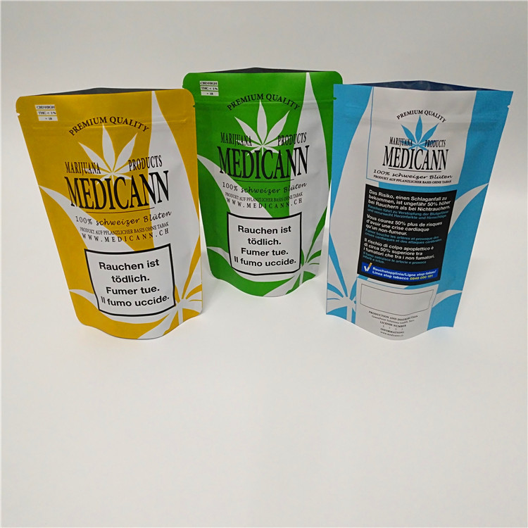 پایه ایستاده کیسه CBD Weed Foil Mylar Plastic مقاوم در برابر بوی هوا