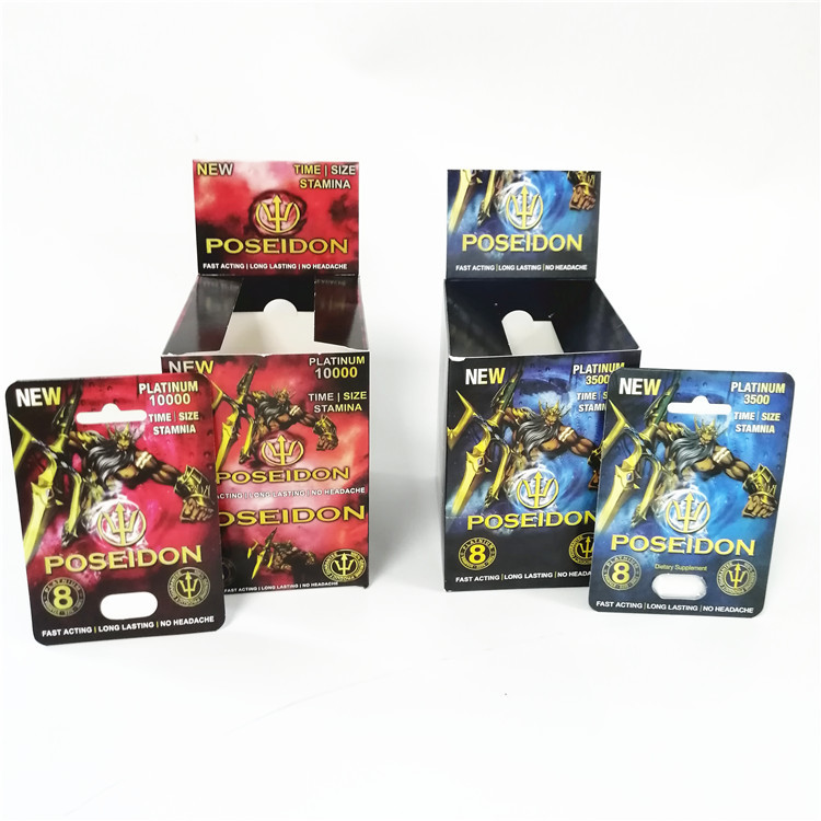 نمایش کارتهای کاغذی چاپ سفارشی تقویت کننده های مرد عملکرد جنسی جعبه کارت Poseidon
