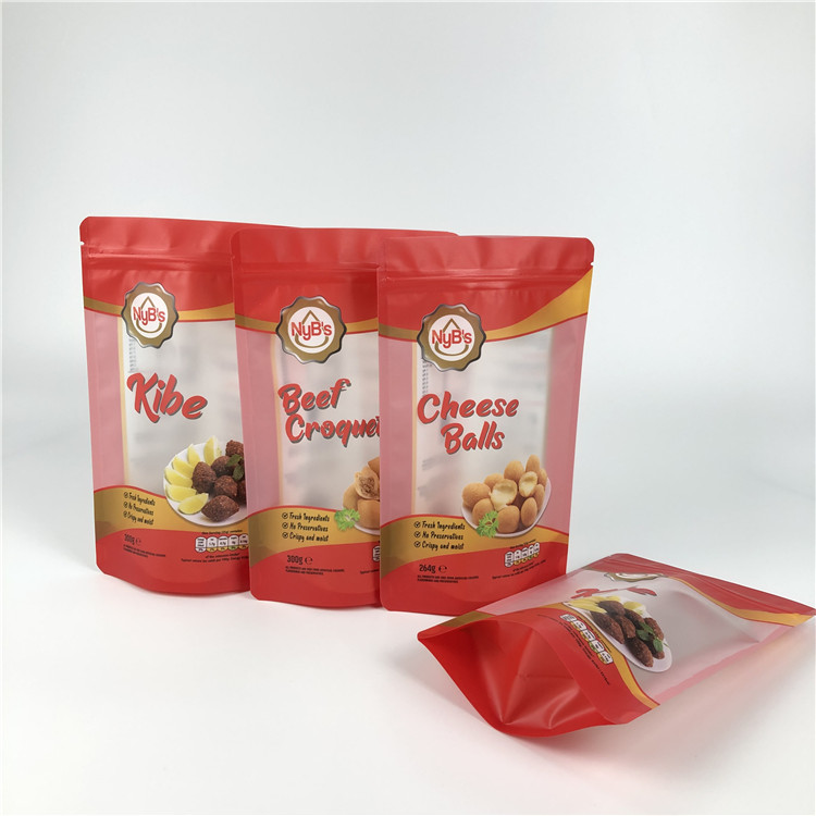 ایستاده کیسه زیپ پلاستیکی GMOPP VMPET با پنجره شفاف