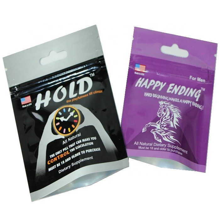 برچسب خصوصی چاپ سوراخ آویزان Ziplock بالا فویل کوچک فویل مرد بسته بندی قرص جنسی بسته بندی پلاستیک برای بسته بندی قرص