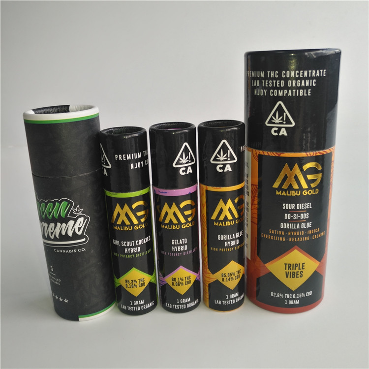 جعبه کاغذ سفارشی برای 10 میلی لیتر 30 میلی لیتر 50 میلی لیتر بطری روغن مایعات الکترونیکی و CBd جعبه سیلندر لوله کاغذی برای بسته بندی Hepm