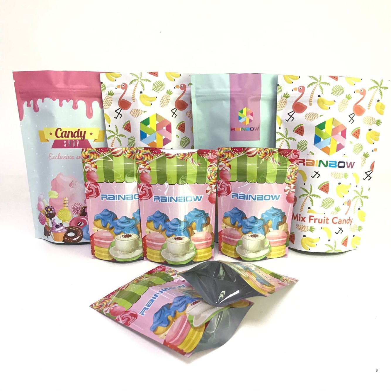 چاپ دیجیتال ایستاده فویل آلومینیومی که کیسه های کیسه های آب نبات را نشان می دهد