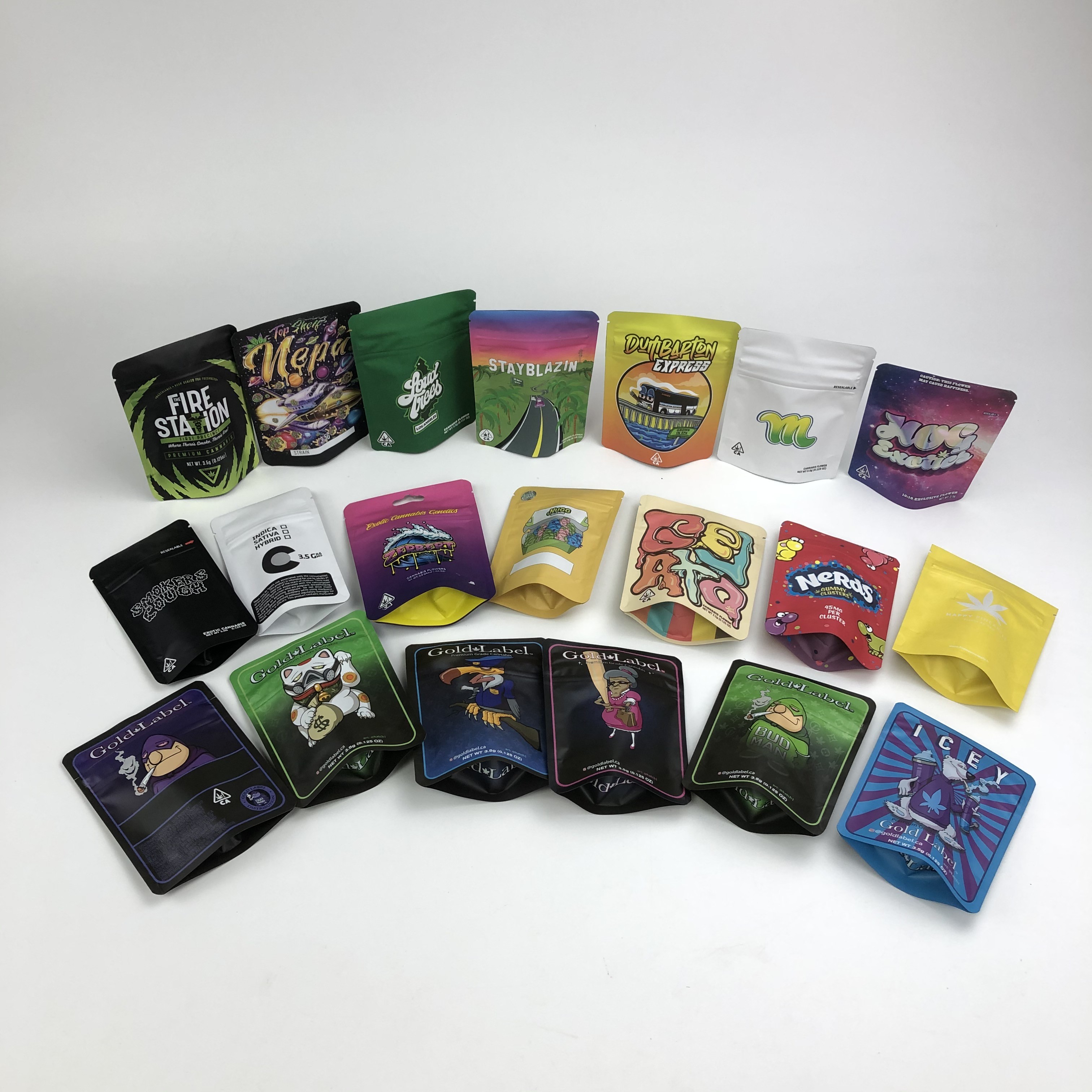 100micron VMPET Smile Proof Cookies Bag 3.5g 7g 14g Cannabies Mylar