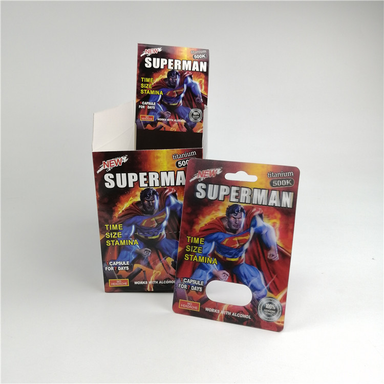 کارتهای پلاستیکی تاول 3D Superman 500k Pill Sex برای تقویت مردان