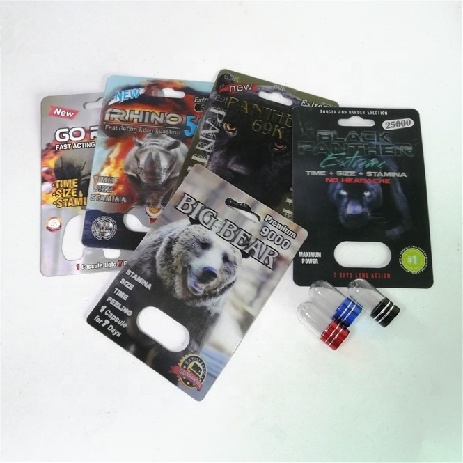 کارت های بسته بندی قرص های تقویت کننده Rhino 99 500K چاپ ابریشم