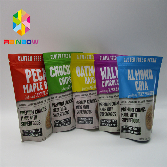 فویل آلومینیوم پلاستیکی Mylar ایستاده کیسه های زیپلاک درجه مواد غذایی چاپ شده