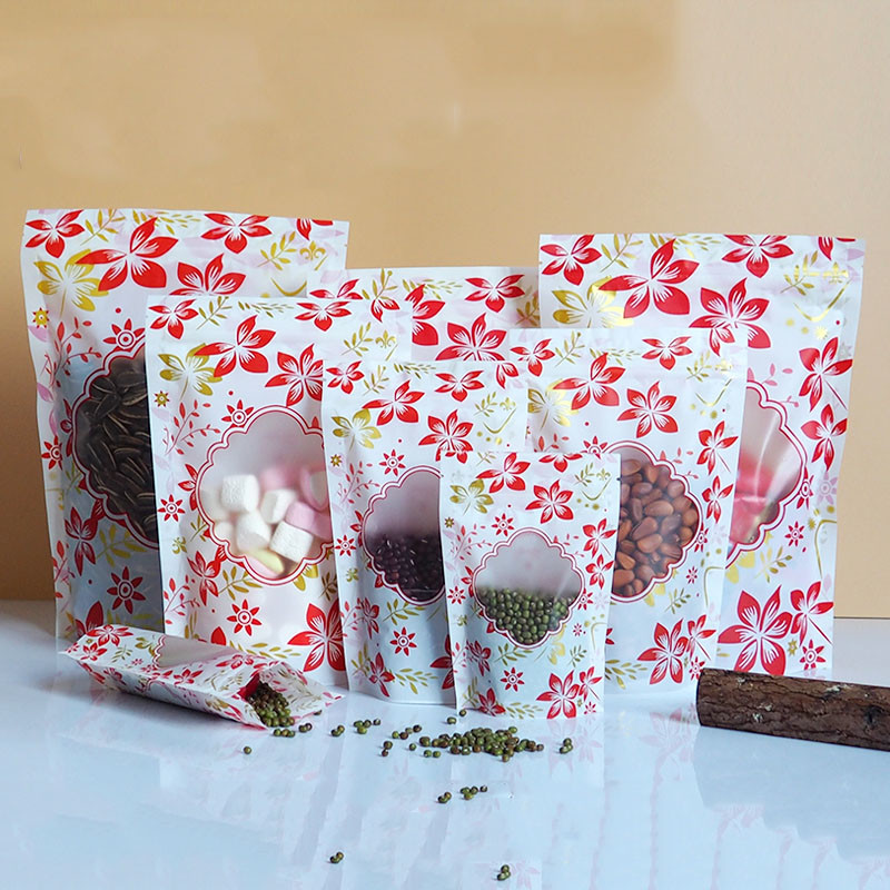 زیپ براق ایستاده پلاستیکی کیسه آرم سفارشی با پنجره