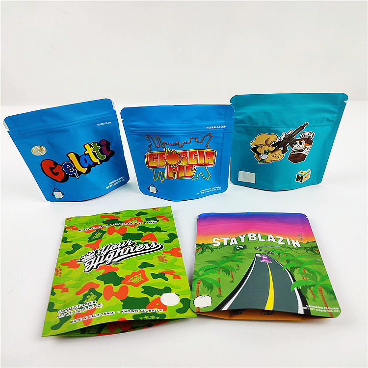 کیسه FSC BSCI CMYK کیسه ضد بو 3.5 گرم CBD Mylar بسته بندی