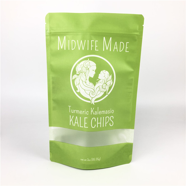 چاپ سفارشی درجه غذا ایستاده قفل زیپ مهر و موم فویل پلاستیکی بیسکویت چیپس کاغذ کیسه های بسته بندی با پنجره شفاف