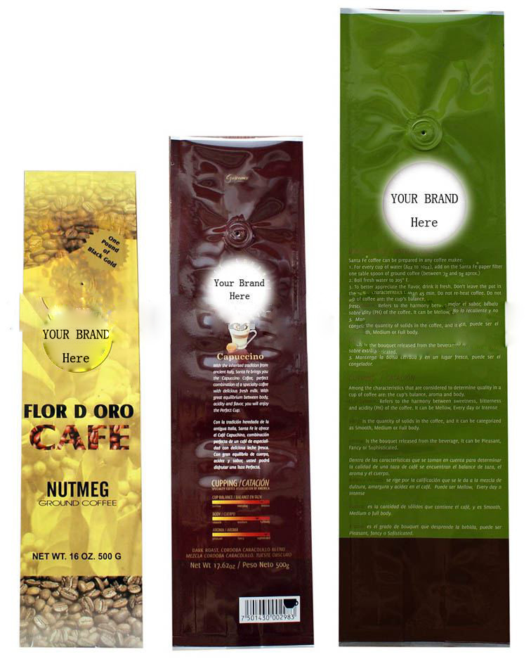 OEM PET / AL / PE قهوه فویل بسته بندی کیسه با قفل فیش