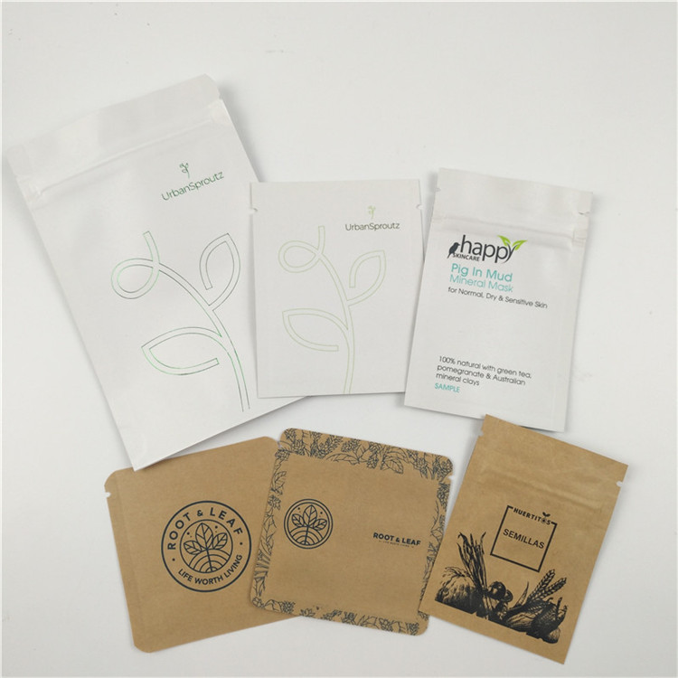 بسته بندی کیسه آرایشی کاغذی مینی کرافت با فویل خالی زیپ بسته بندی قرص قهوه قهوه