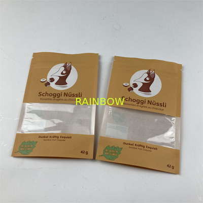 کیسه های ایستاده قابل آب بندی مجدد سفارشی بازیافتی کیسه های کاغذی کرافت قهوه ای برای غذای حیوانات خانگی