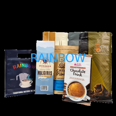 Custom Stand Up Resealable Coffee Bean Bags with Side Gusset Valve