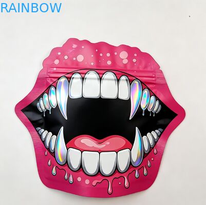 پاکت های مایلار هولوگرافیک با زیپ برای آب نبات های شیرین گل خشک گیمی بسکت شکر بسته بندی ضد بچه