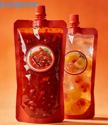 کیسه دهانه ضد نشت 150 میلی لیتری 200 میلی لیتری 300 میلی لیتری Doypack Food Grade Sauce Chili Jelly Juice Food Food Pouch Stand Up Pouch
